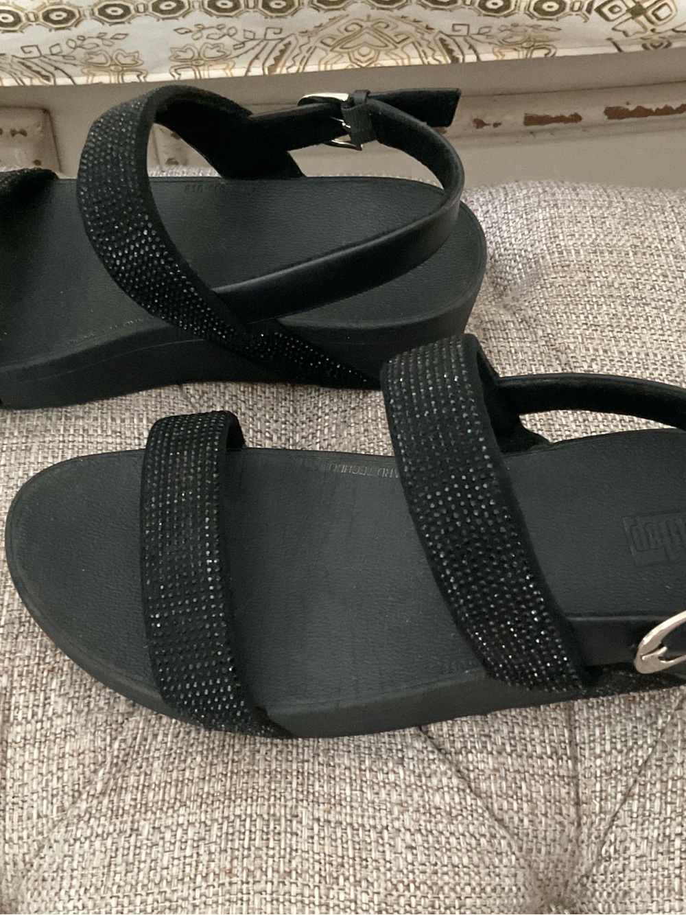 FitFlop Black Sparkle Strappy Sandals